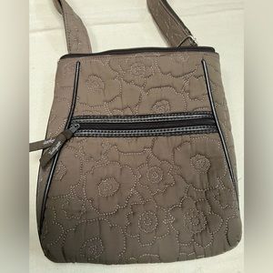 Thirty-One crossbody “Quilted Poppy” Purse. Zip pocket one side, slip pkt other.